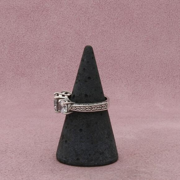 sterling silver past present future cz engagement ring size 6 - Picture 2 of 3